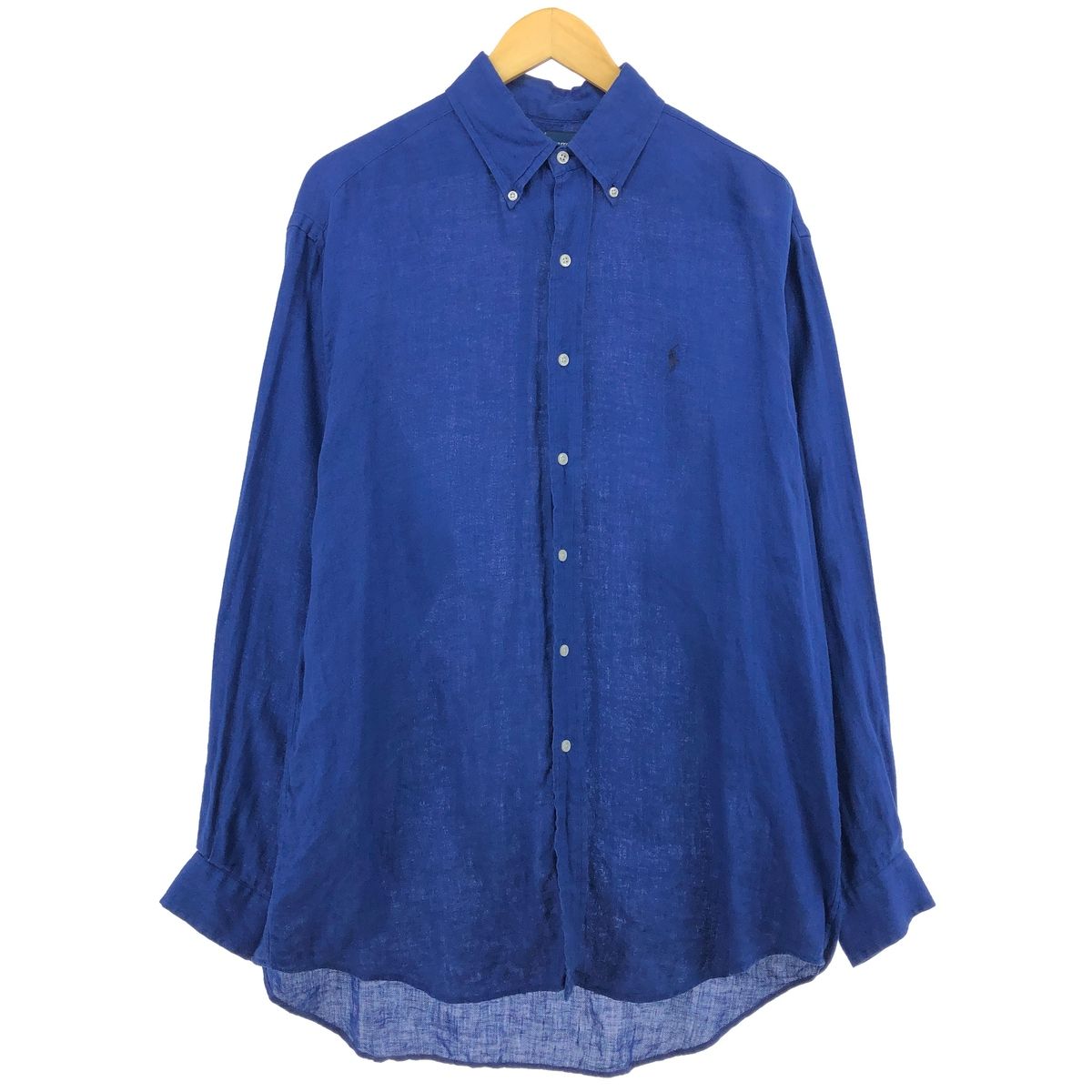 古着 ラルフローレン Ralph Lauren BLAKE 長袖 リネン ボタンダウンシャツ メンズM相当/eaa490066