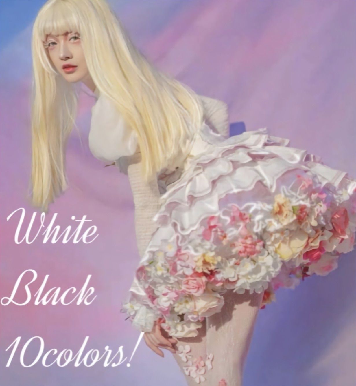 花パニエ 花咲くパニエ 白ｘ青 45cm 予約販売【話題No.1パニエ】フラワーパニエ35cm・45cm