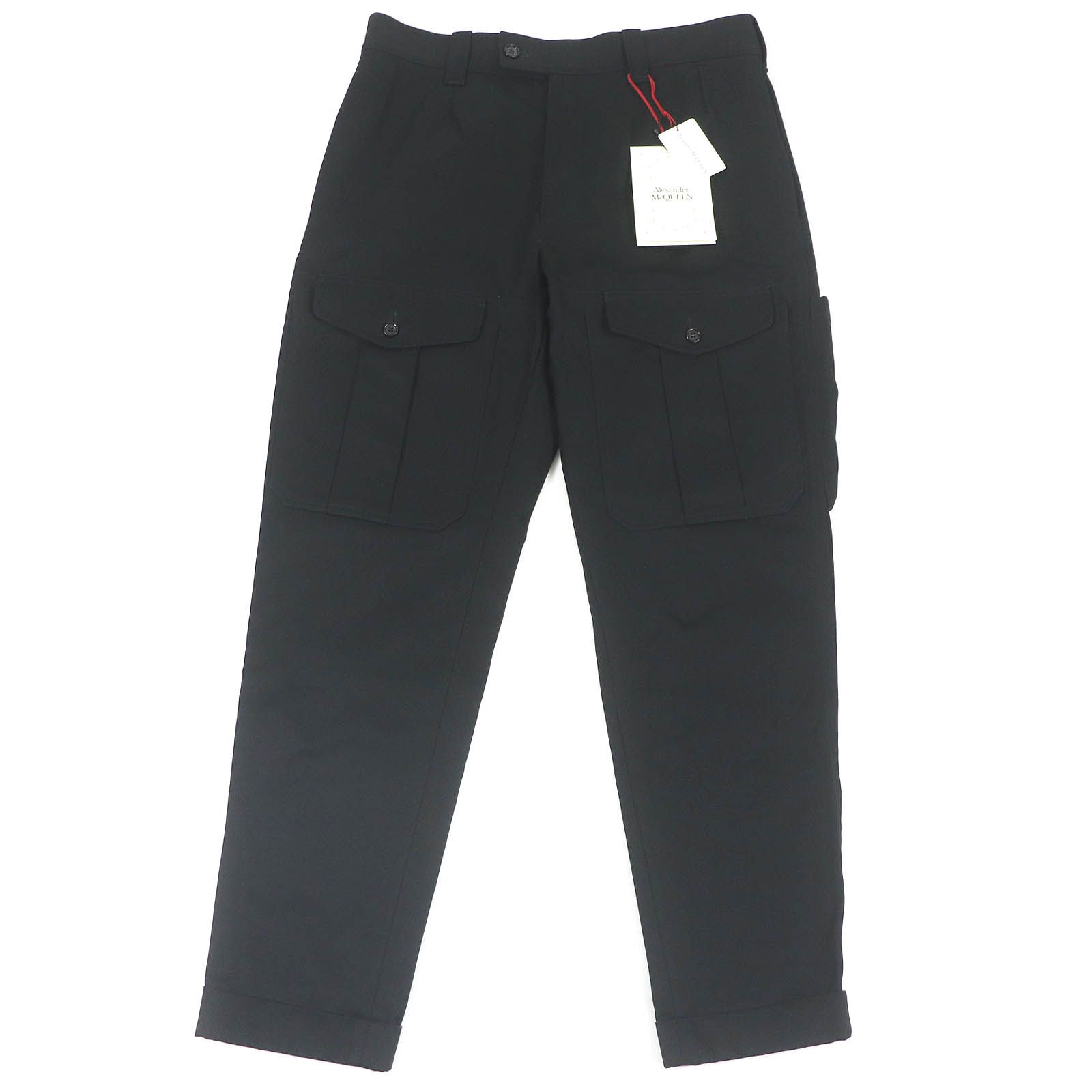 未使用品Alexander McQueen アレキサンダーマックイーン 2021年製 664272 コットン カーゴパンツ ミリタリーパンツ ブラック 50 正規品 メンズ