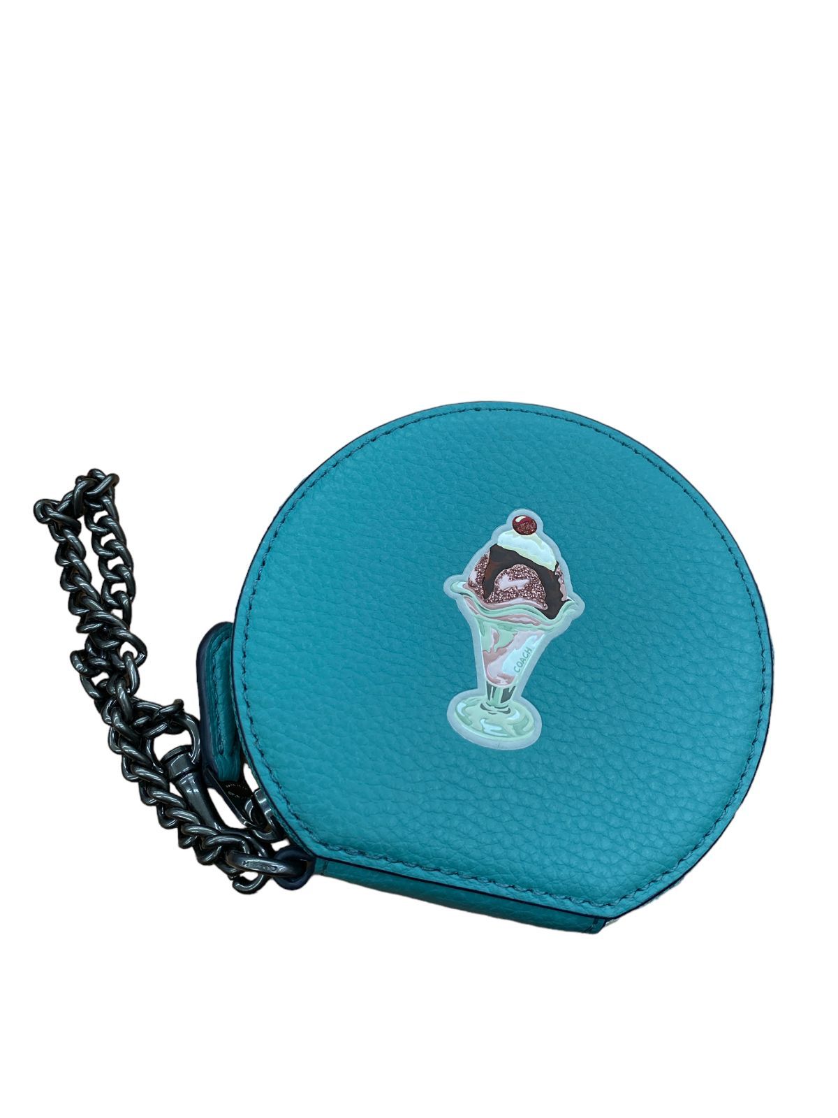 ☆EM895 COACH コーチ コインケース F25851 ターコイズブルー 中古