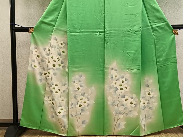 平和屋着物□訪問着 刺繍 草花文 暈し染め 金彩 正絹 逸品 BAAV1204mz