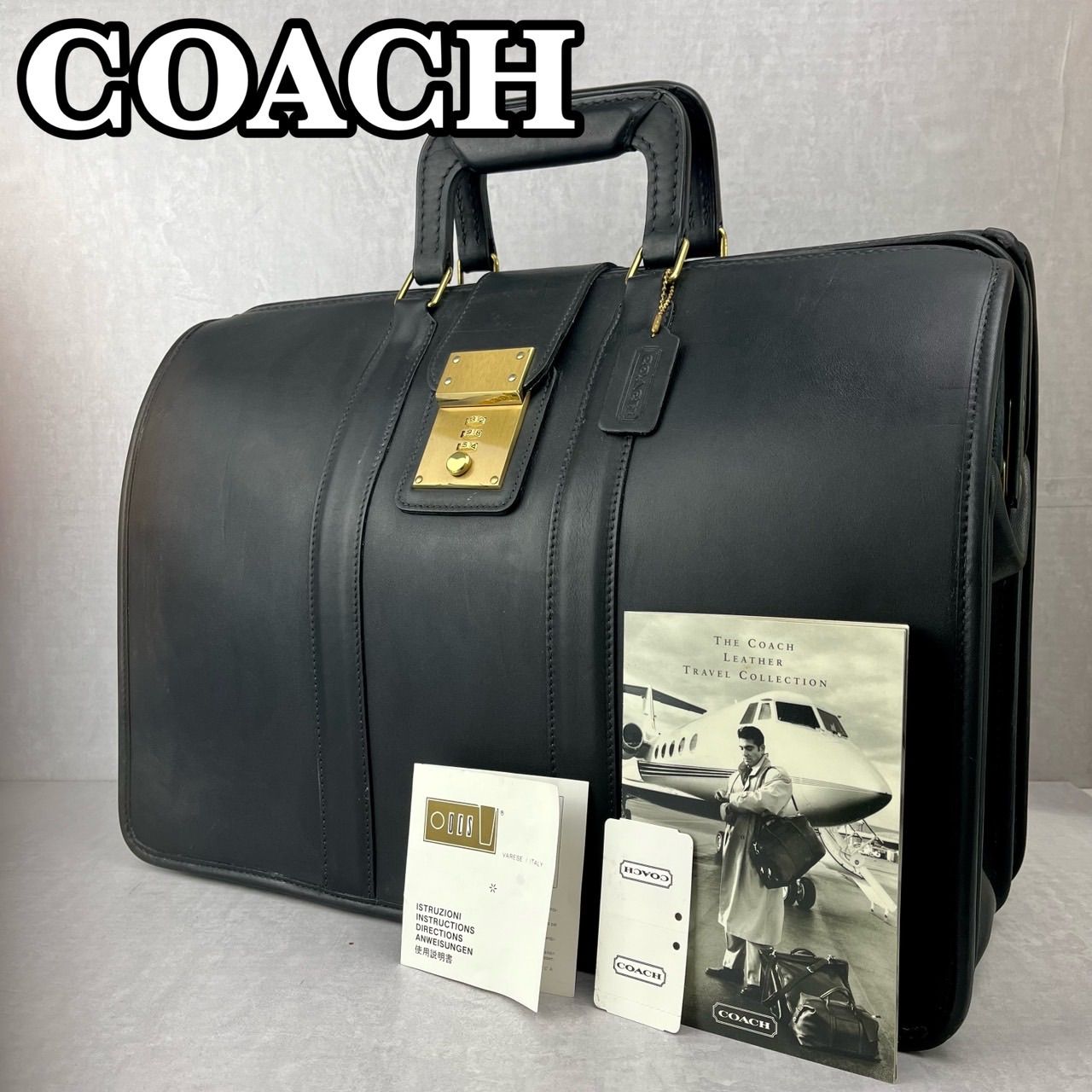 OLD COACH オールドコーチ ビジネスバッグ ブリーフケース ダレスバッグ ドクターズバッグ オールレザー ブラック 黒 5420 - メルカリ