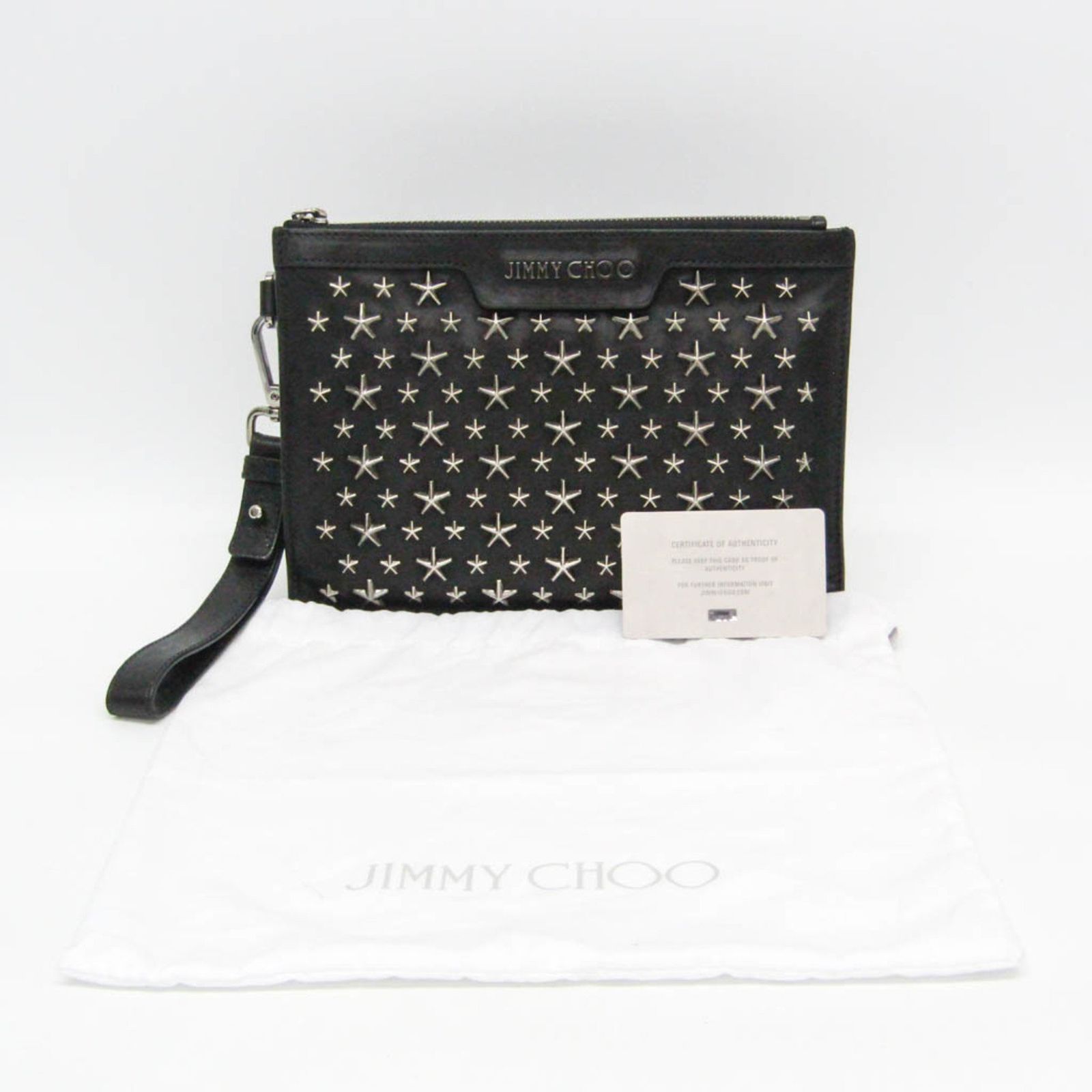 ジミーチュウ Jimmy Choo DEREK メンズ レディース レザー スタッズ クラッチバッグ ブラック