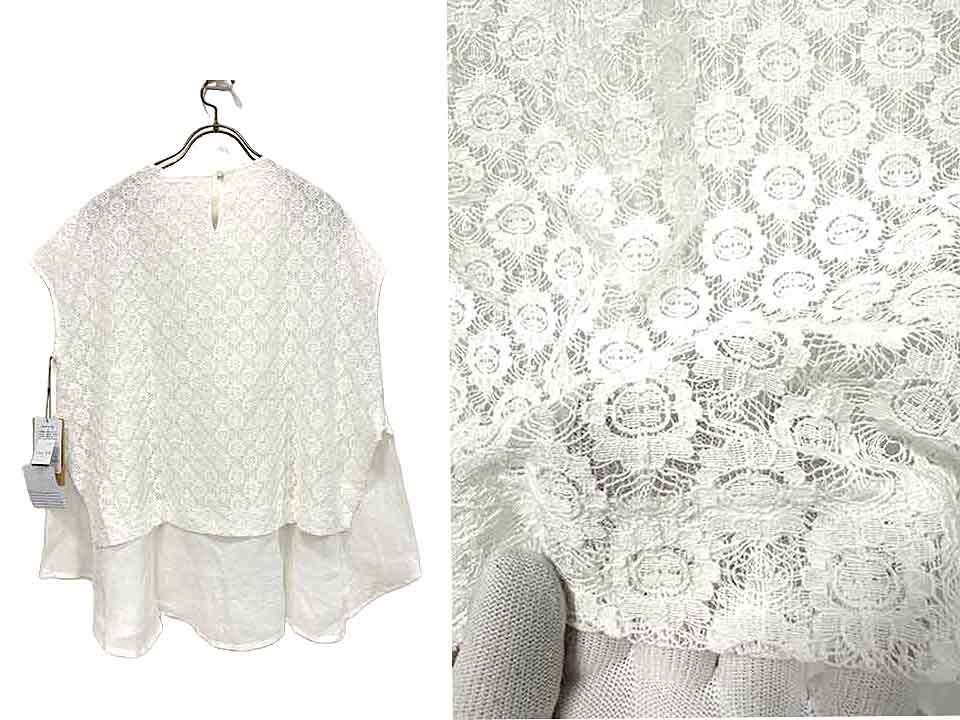 限定値下❗️美品❗️BEARDSLEY ビアズリー レース　チュニック　F ホワイト 中古】【美品】BEARDSLEY ビアズリー トップス レディース