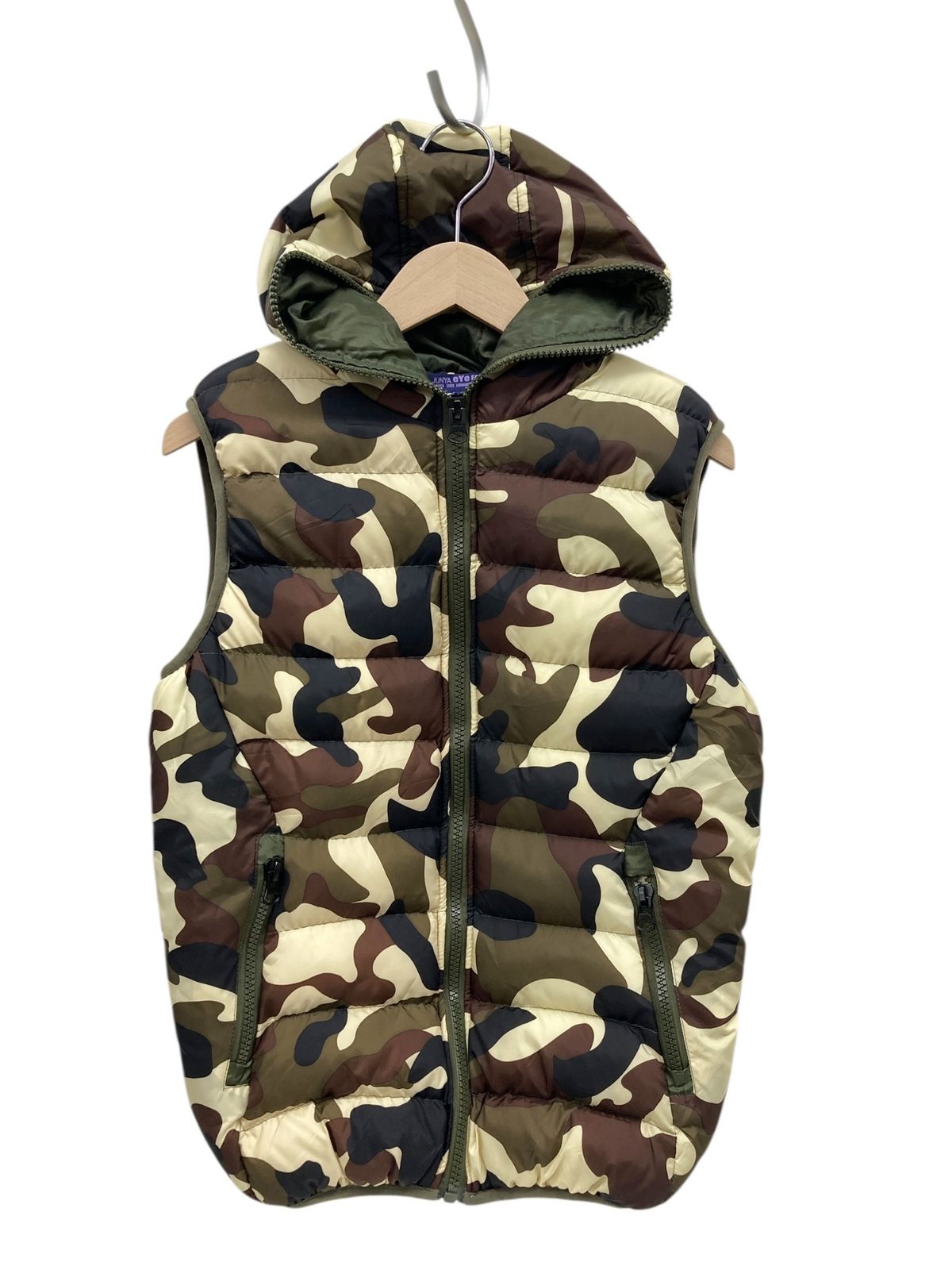 eye JUNYA WATANABE COMME des GARCONS MAN ジュンニャワタナベ コムデギャルソン 日本製 中綿ベスト フルジップ フーディー L カモフラ カーキ メンズ|028