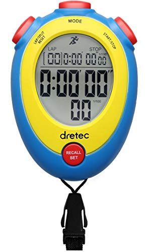 4.ブルー dretec ストップウォッチ 消音 勉強 時計 ラップタイム 1/100秒 スプリット アラーム メモリー 電池交換可 SW-124ABLDI ブルー w62×d25×h88mm