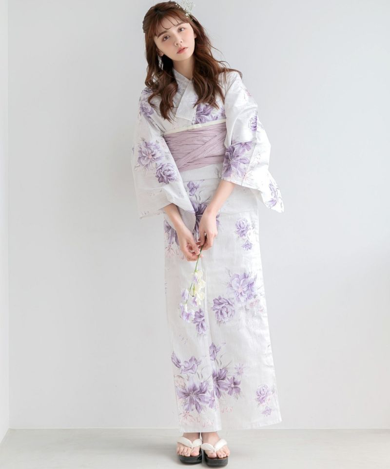 はんなり月下美人】2024 浴衣5点セット(ゆかた・帯・下駄