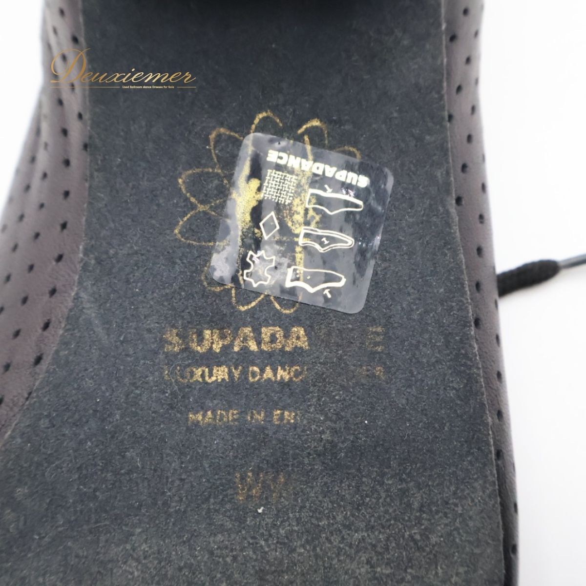 【社交ダンス用衣装 イングランド製】SUPADANCEブラック パンチングレザー イングランド製 社交ダンス用衣装】23.5CM相当 SUPADANCE