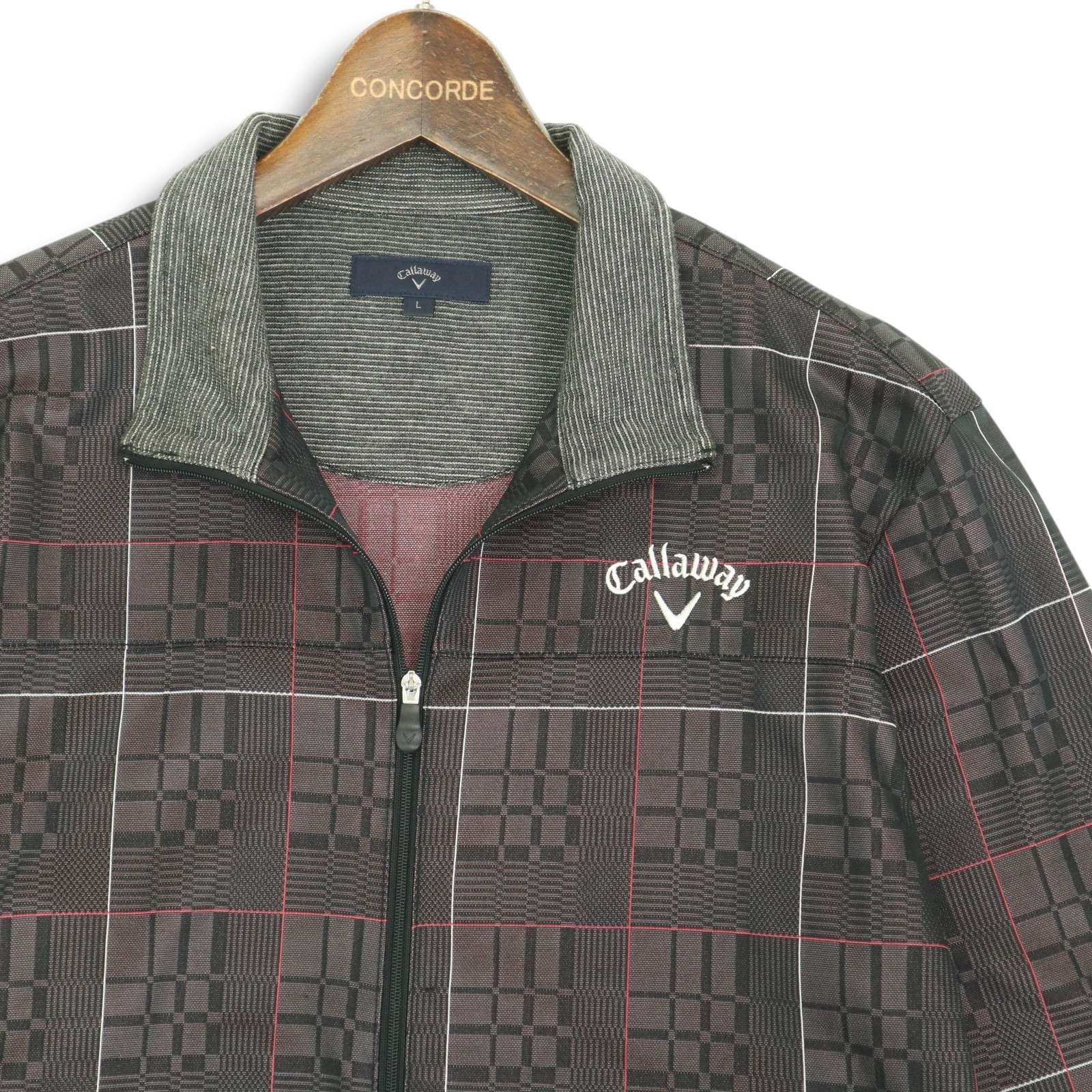 キャロウェイ ニット 中綿ジャケット ジップジャンパー 刺繍ロゴ チェック Callaway キャロウェイ ゴルフ 通年 ロゴ刺繍☆ ストレッチ チェック柄