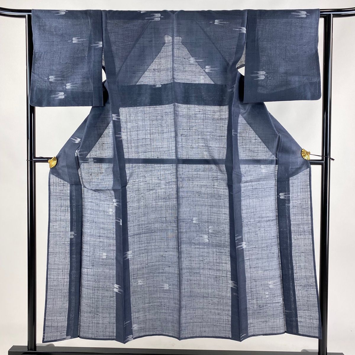 紬 身丈152cm 裄丈62cm S 薄物 夏紬 すくい織 燕 灰色 正絹 名品