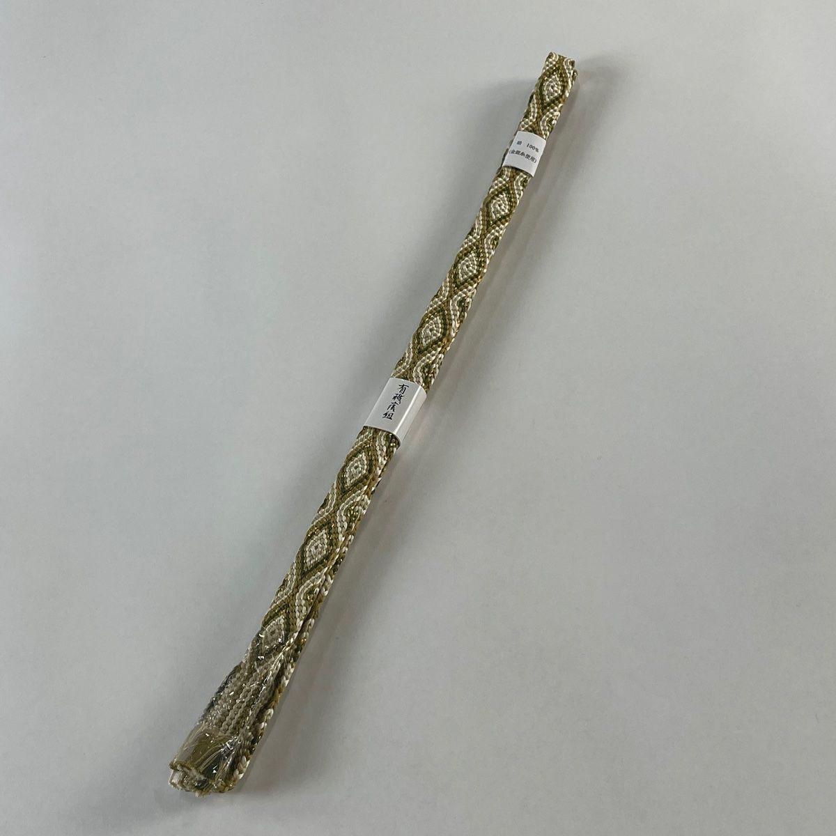 帯締め 優品 幾何学模様 鶯色 正絹 和装小物