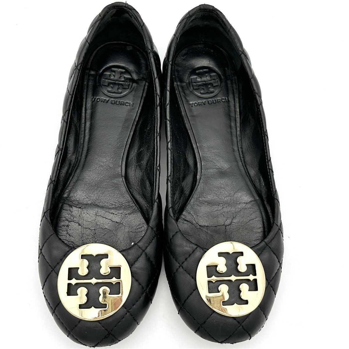 Tory Burch フラットシューズ 本革 ラウンドトゥ キルト