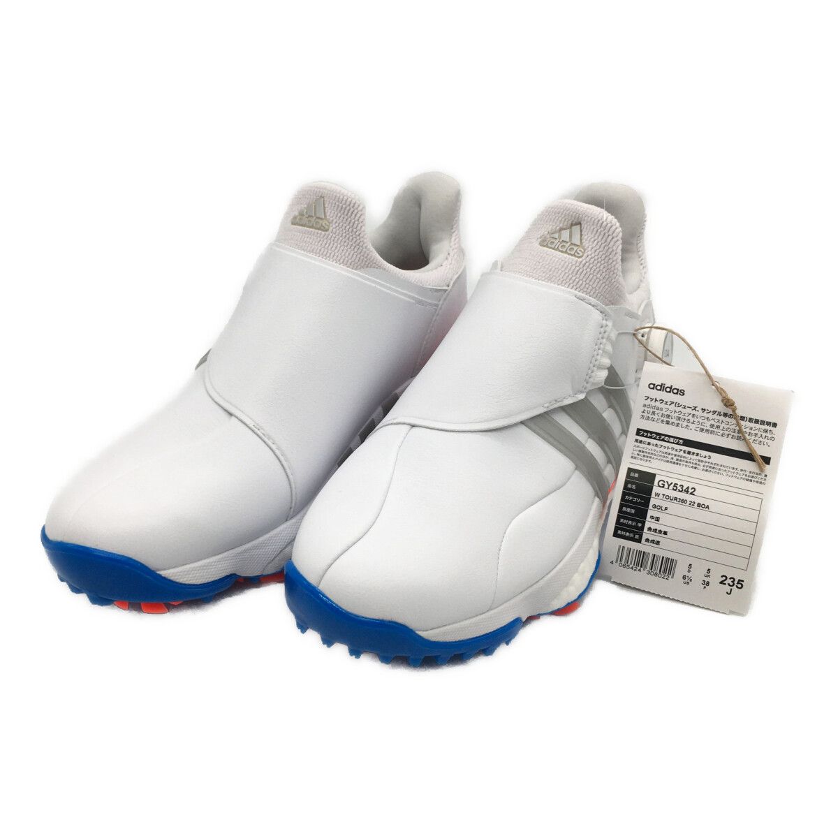 adidas ゴルフシューズ ホワイト/ブルー adidas LIGHTSTRIKE ゴルフ