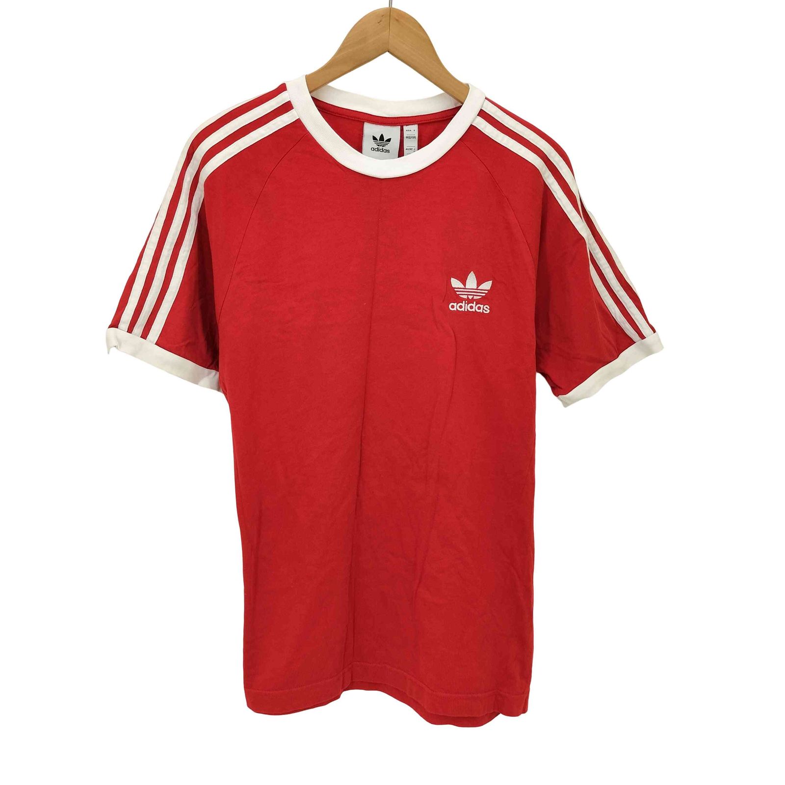 【完売モデル】　adidas リンガーネック　アディダス　Tシャツ　赤　美品 アディダスオリジナルス リンガーTシャツ レッド×ホワイト