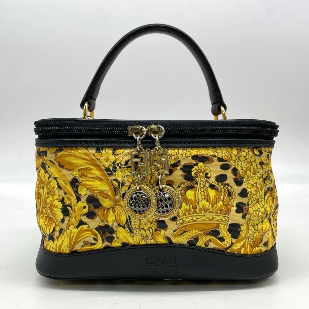 GIANNI VERSACE ジャンニヴェルサーチ バニティバッグ ポーチ レオパード チャーム PVC 革