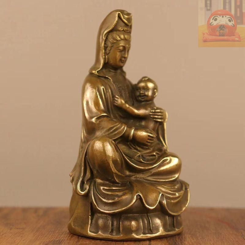 送子観音菩薩 菩薩像 観音像 風水 置物 オブジェ 銅製 仏像 子宝