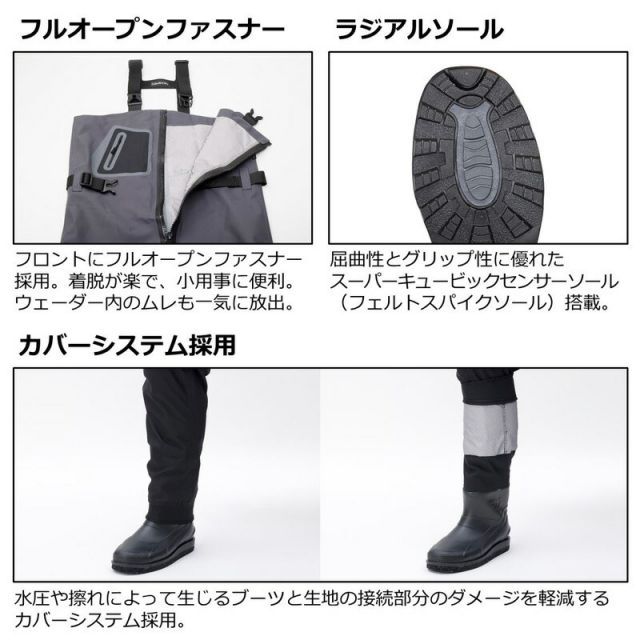  ダイワ RW 4352 B T ダイワタイトフィットブレスラジアルジップウェーダー ブラック M 釣具 釣り フィッシング ウェーディングシューズ フィッシングシューズ ブーツ