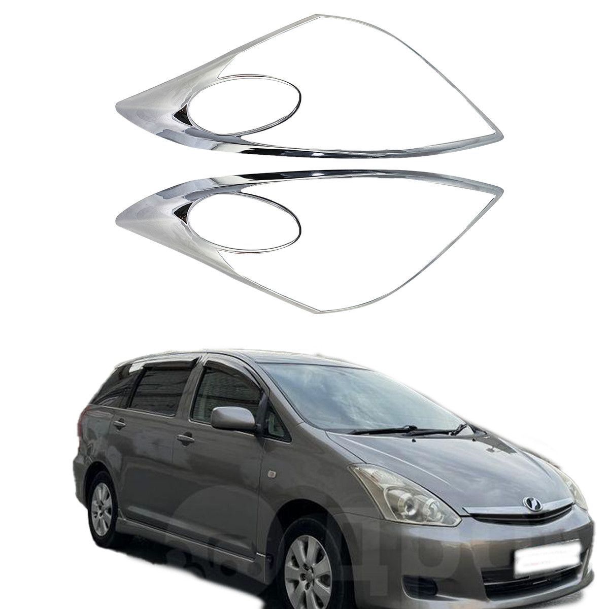 トヨタ WISH 2003-2008年式対応 ヘッドライトカバー メッキ仕上げ ABS製 左右セット