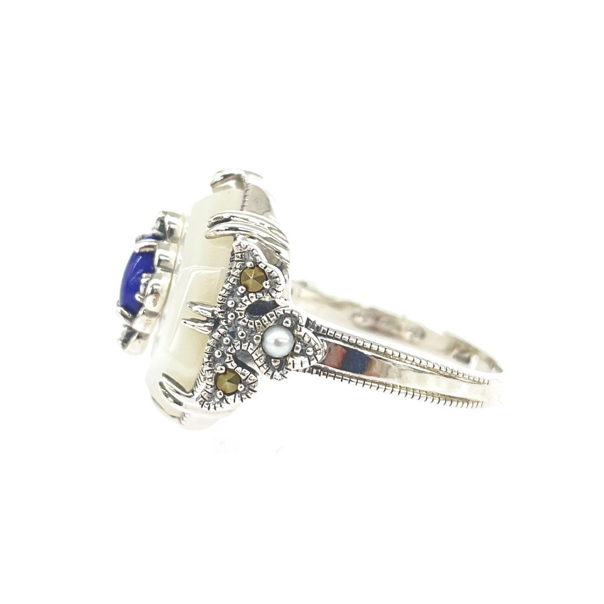 美品   碌山ジュエリー SVリング   ホワイト×シルバーカラー 925 ロクザン マザーオブパール レディース 　240001154195 美品 碌山ジュエリー SVリング ホワイト×シルバーカラー 925 ロクザン
