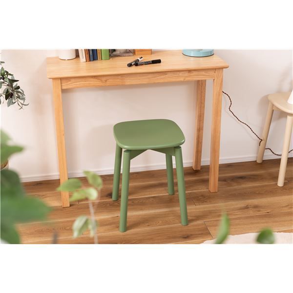 スツール 約幅34.8×奥行34.8×高さ45cm グリーン 木製 天然木 腰掛け椅子 置台 インテリア家具 リビング家具