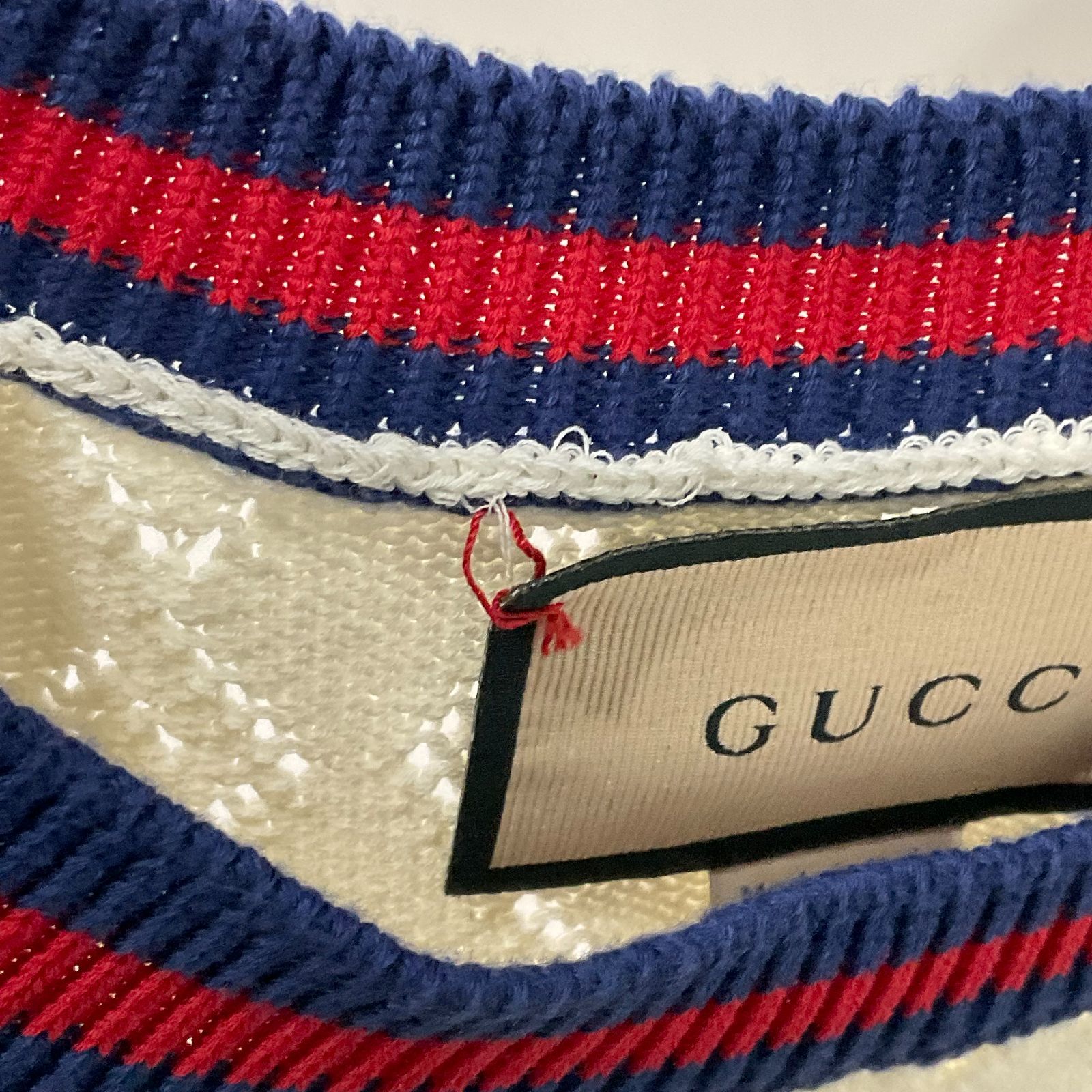 アイボリー×ブルー×レッド トップス