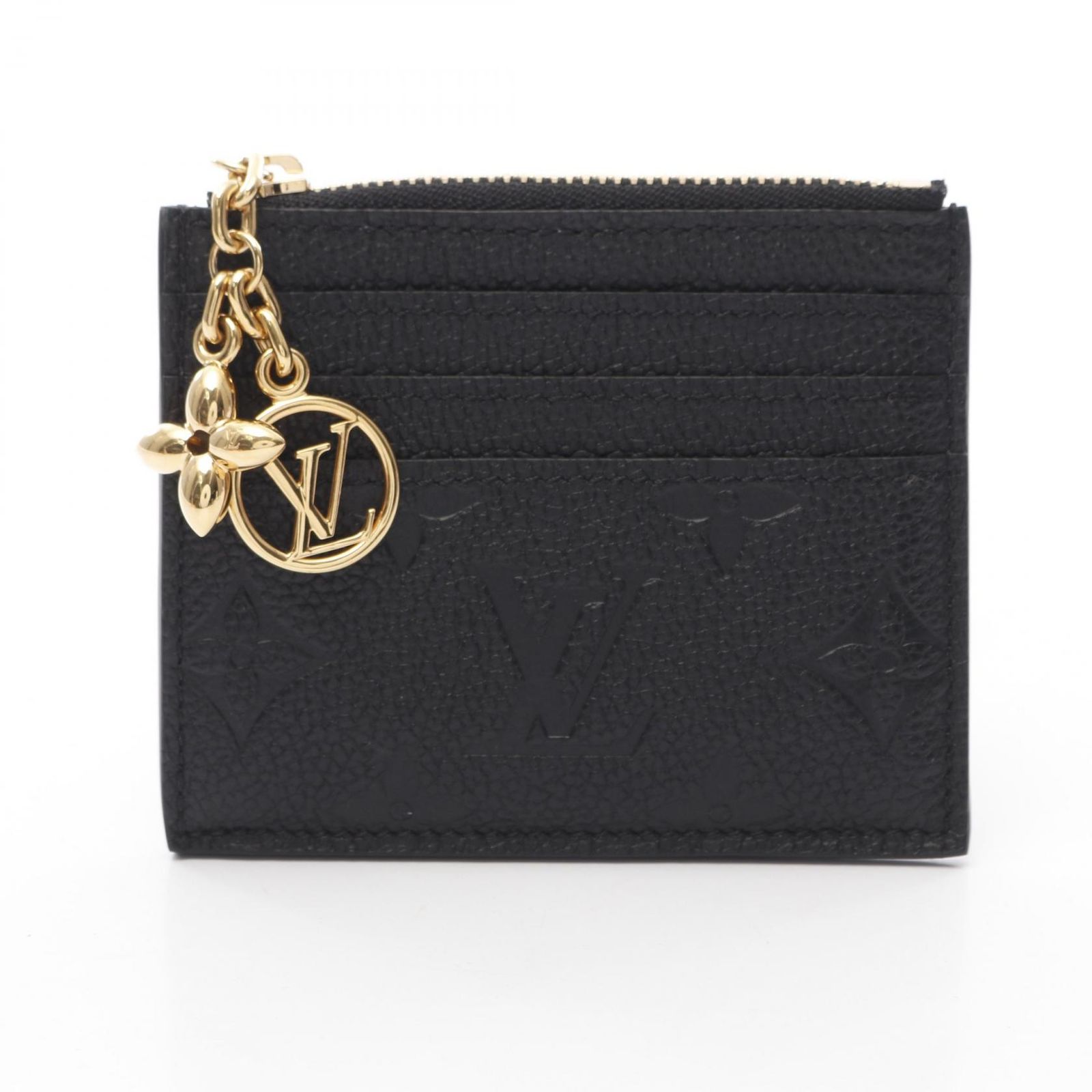 ルイ ヴィトン LOUIS VUITTON コインケース ポルト カルト フローラ モノグラムアンプラント ノワール M82639 ノワール レザー ポルト カルト フローラ レディース Used A