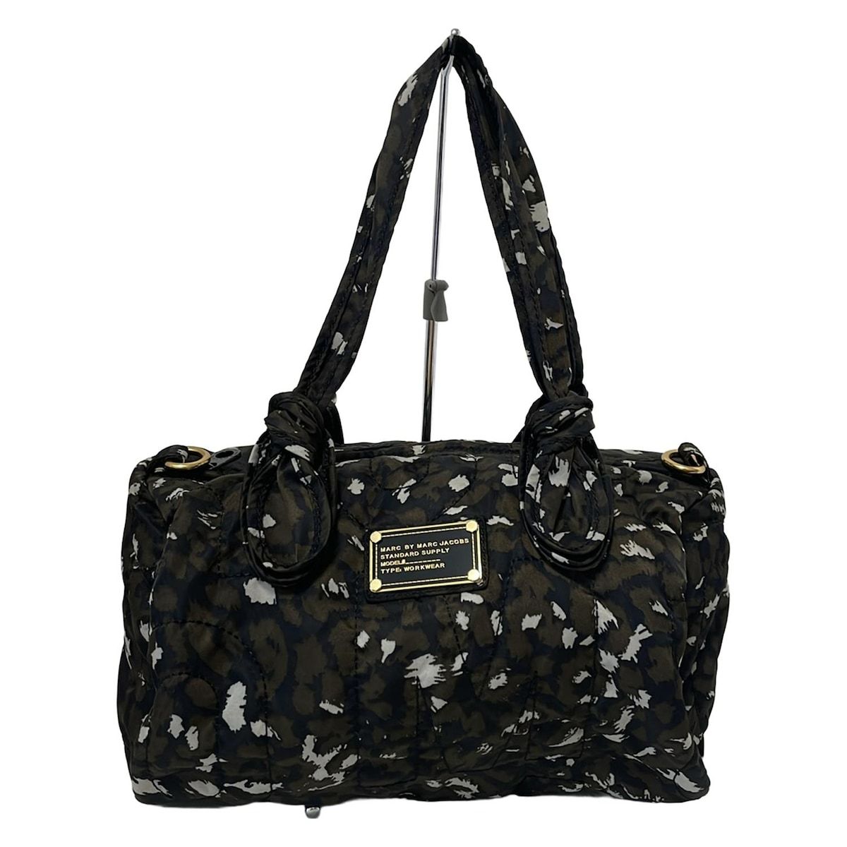 MARC JACOBS ハンドバッグ 黒/白 ザ ゼブラ レザー ターンロック トート バッグ クロスボディ