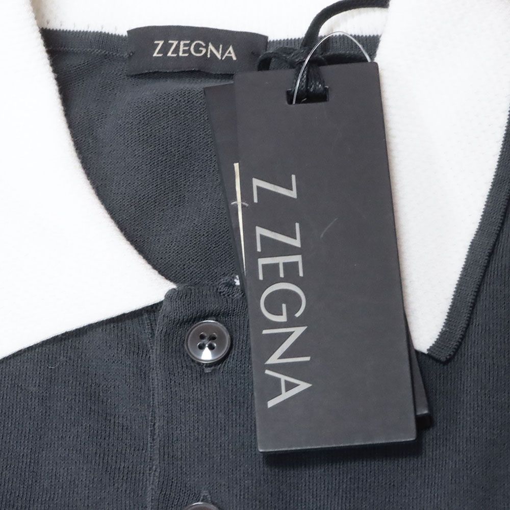 春夏/Z Zegna/Lサイズ/ポロシャツ 清涼サマーニット ボーダー柄 レトロ 