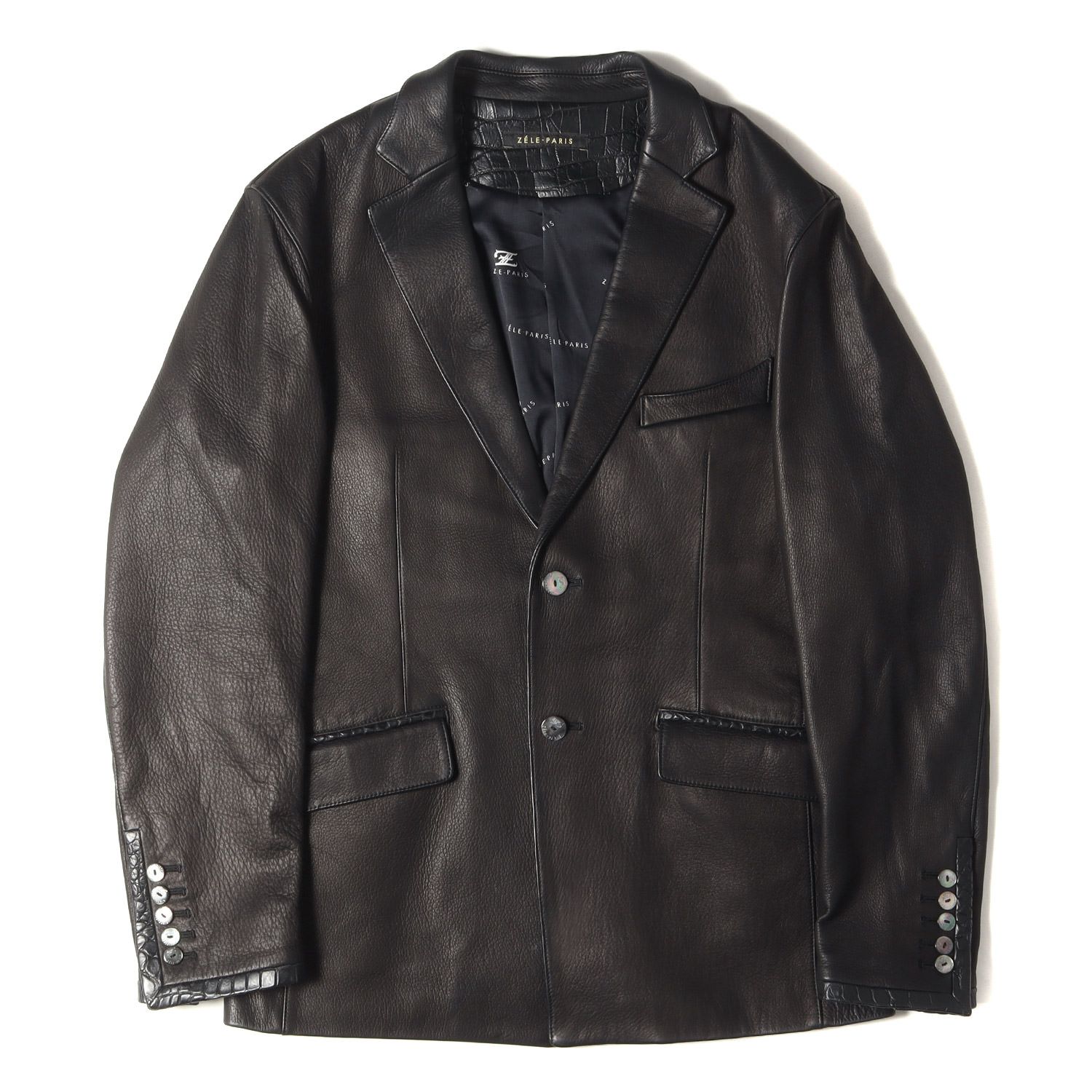 ZELE-PARIS クロコレザー ジャケット ブラック