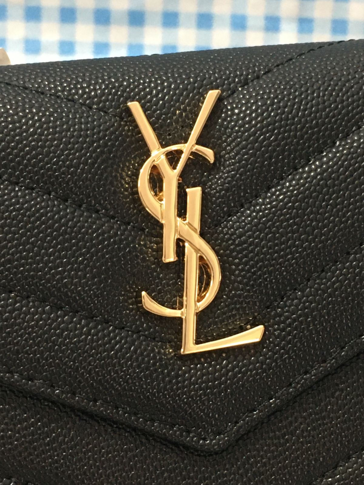 YSL イヴサンローラン ミニ財布 三つ折り財布 ブラック ゴールド金具