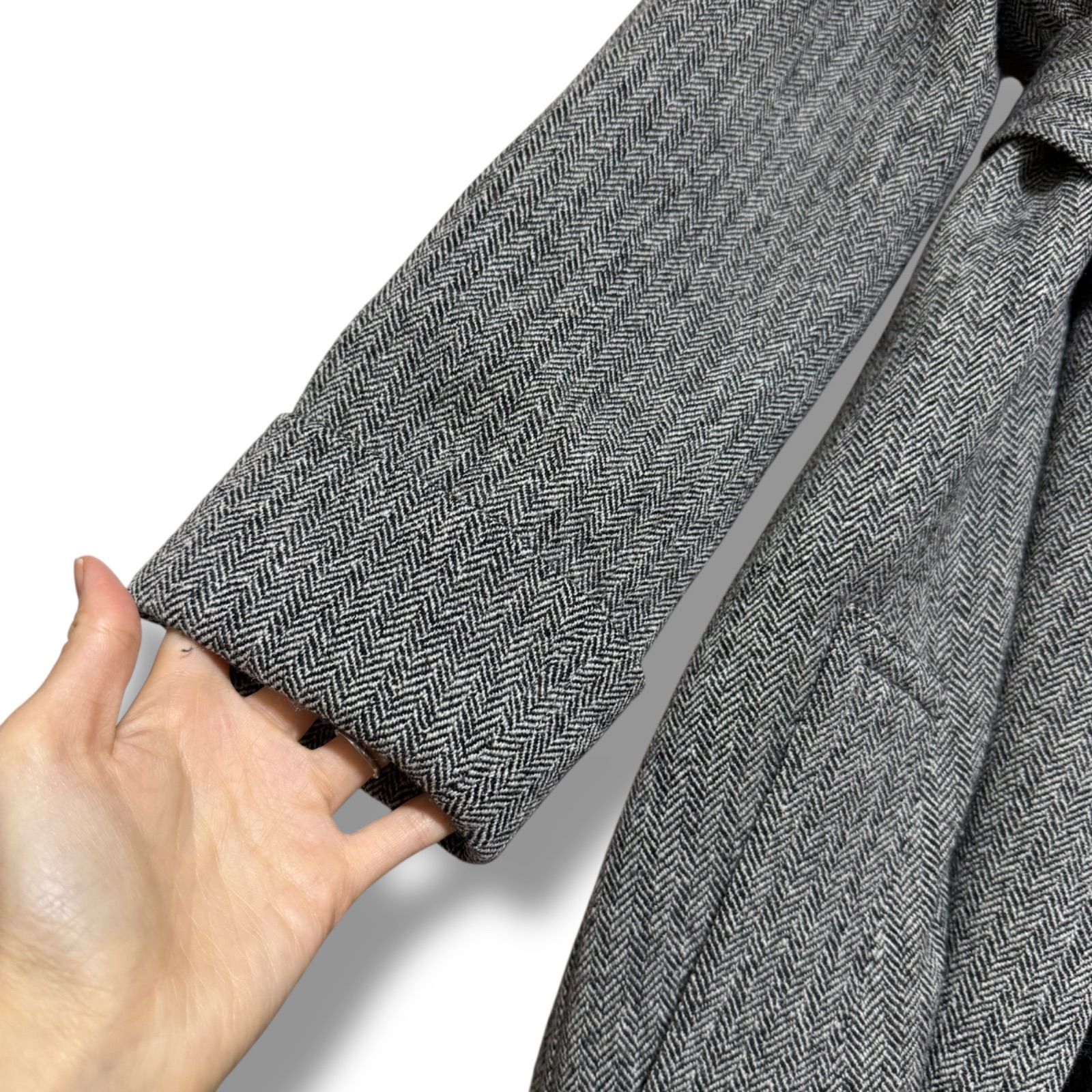 【極美品】MADISONBLUE ニット生地ロングガウンコート ベルト ウール マディソンブルー ウール ヘリンボーン ロングガウンコート ベルト付き