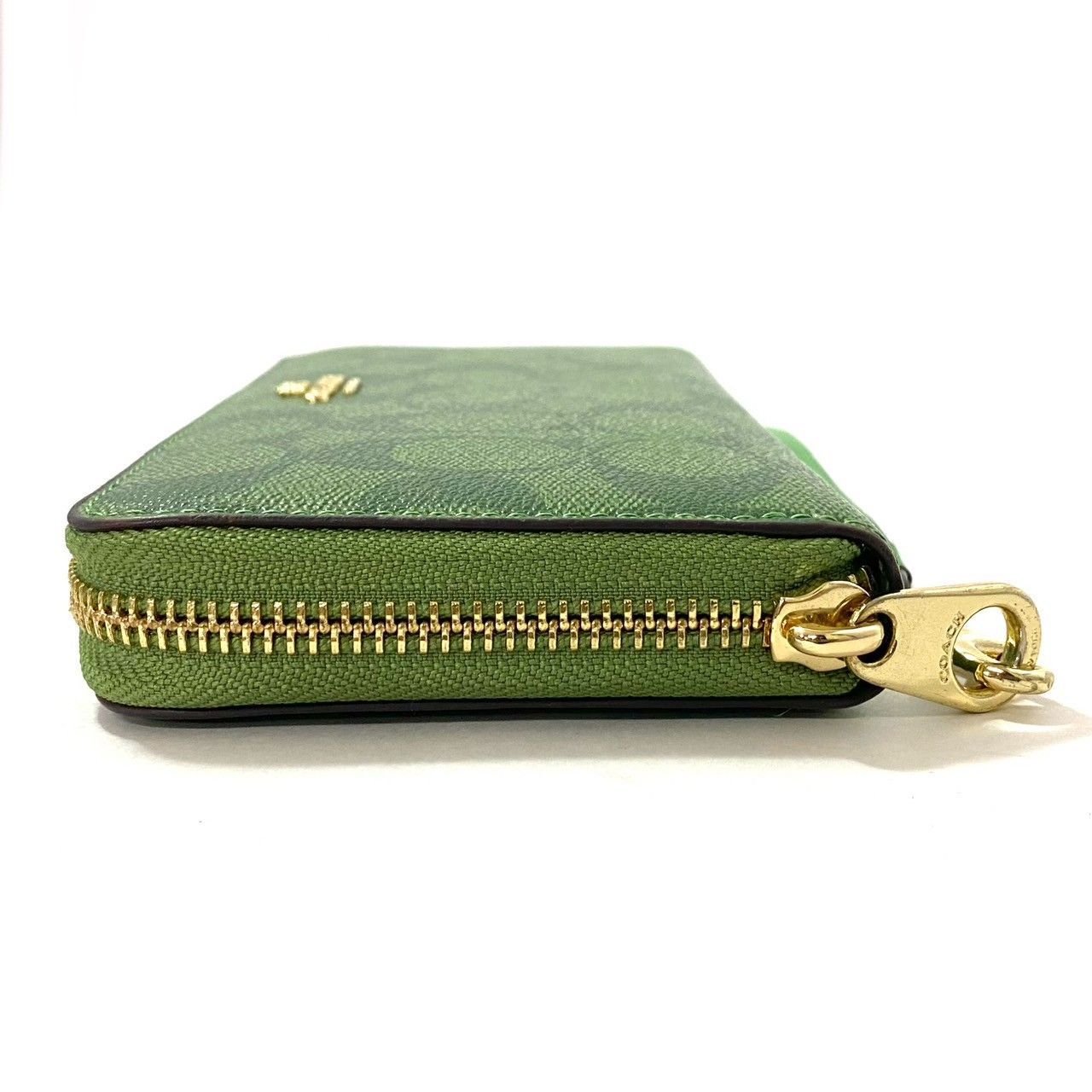 COACH】シグネチャー 長財布 グリーン/緑 ラウンドファスナー ジップ