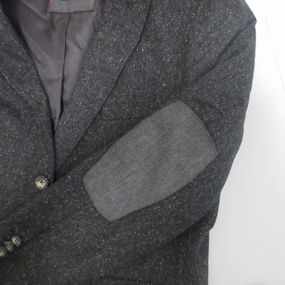 美品】ヒューゴボステーラードジャケットスーツグレー48号エルボーパッチ