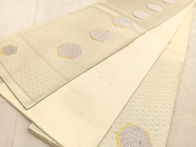 平和屋着物◎六通柄袋帯 唐織 亀甲菊間道 金銀糸 正絹 逸品