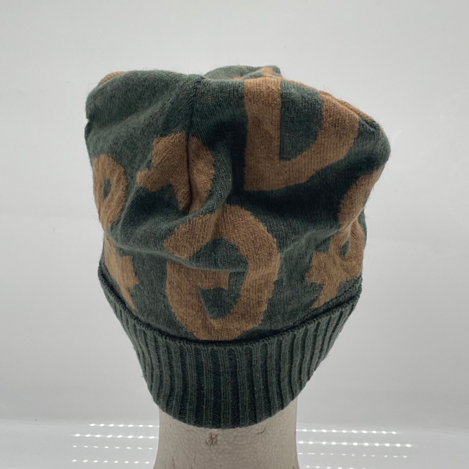 【美品】 D＆G ☆ 帽子 ニット ☆ ブラック グリーン ブラウン KO3321□Dolce & Gabbana ニット帽 ビーニー グリーン系 ロゴ