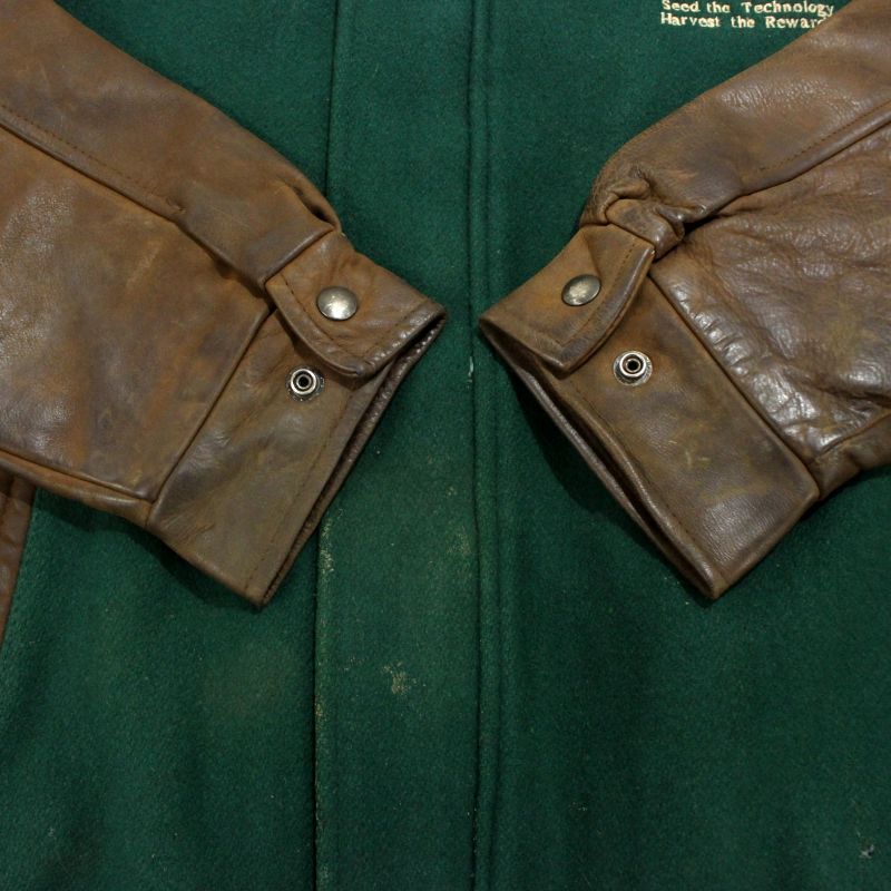 80s vintage レザー切り替え ウール スタジャン メンズ 表記Lサイズ