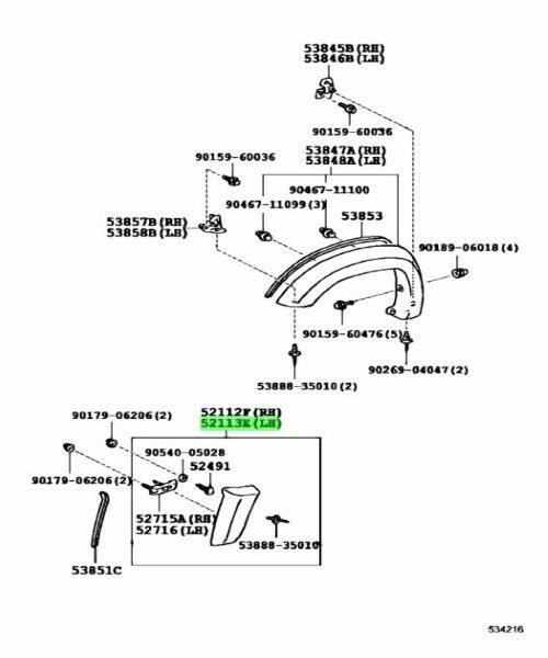 トヨタ 純正 ハイラックス サーフ フロントバンパ エクステンション LH EXTENSION FRONT BUMPER LH 52103-35901 TOYOTA LEXUS