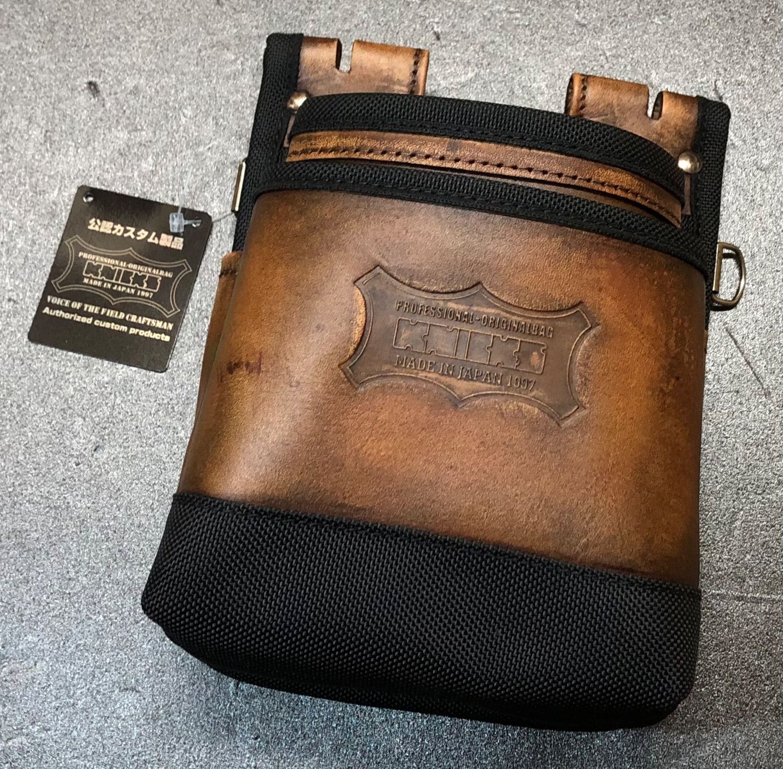 ニックス KNICKS KNS-201TB 鳶職向仕様ツーウェイタイプヌメ革２段腰袋 ヴィンテージ カスタム