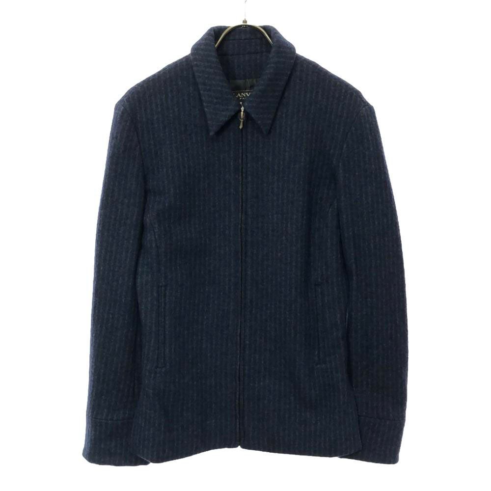 ランバン フランス製 ストライプ柄 ジップジャケット 38 ネイビー系 LANVIN メンズ