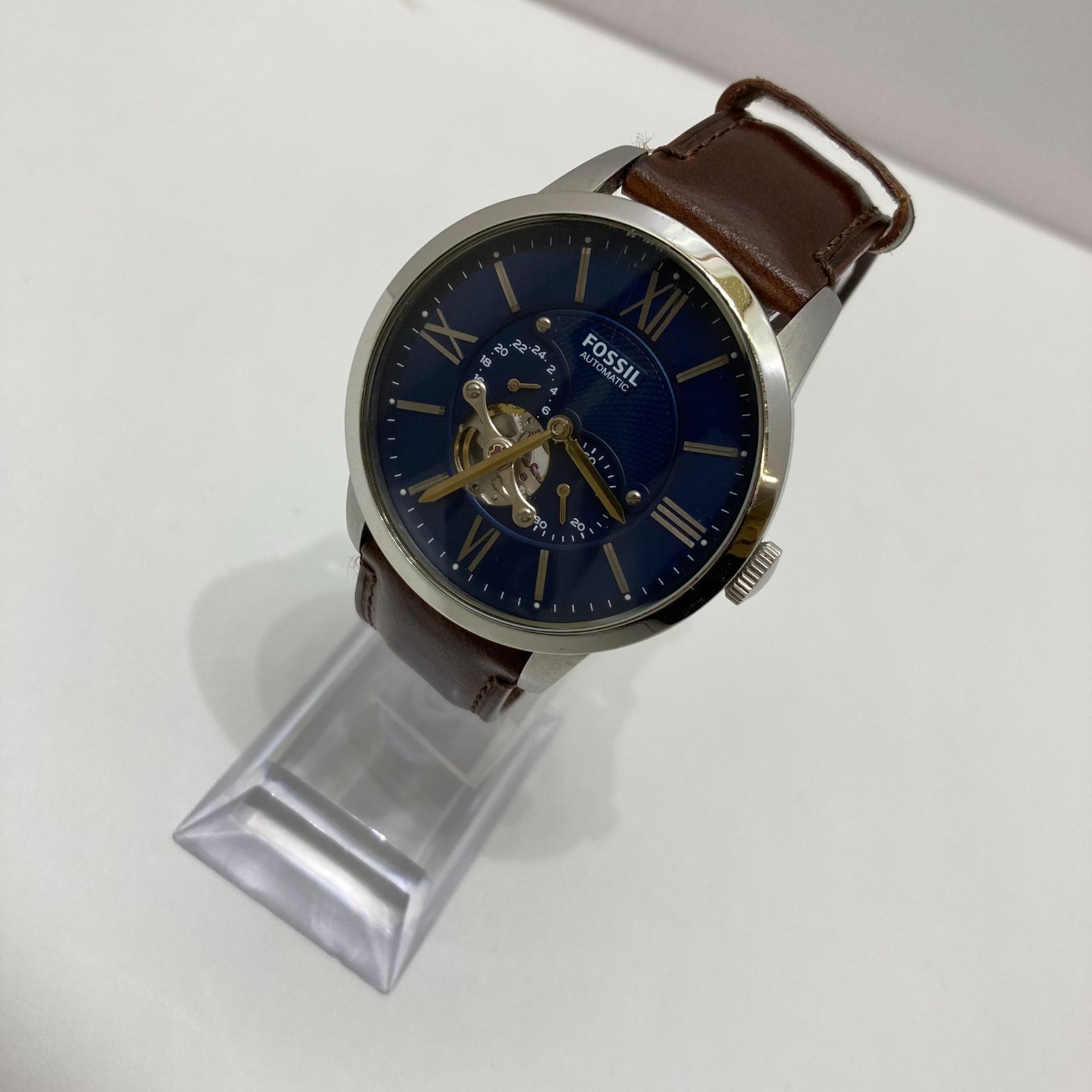 FOSSIL 自動巻き 腕時計 ME3110 111706 ネイビー/ブラウン - メルカリ