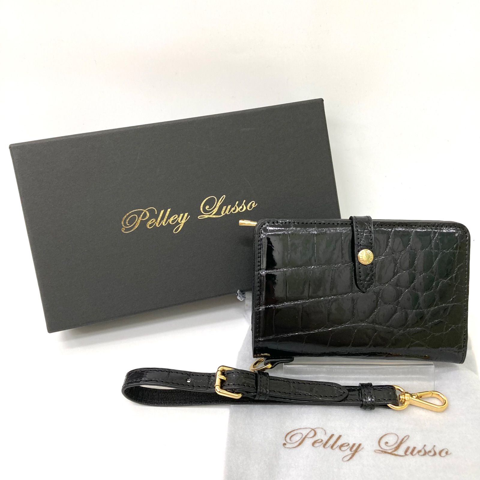 PELLEY LUSSO】美品 ペレリールッソ グレー 二つ折り財布 シャイニング加工 クロコダイル革 箱付き 日本製 ☆ - メルカリ