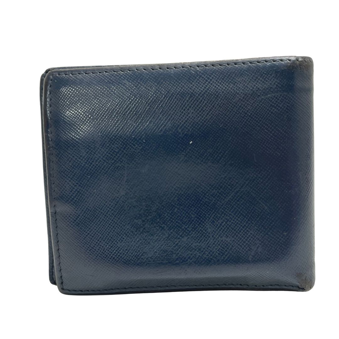 2250 PRADA プラダ 二つ折り財布 サフィアーノレザー ネイビー