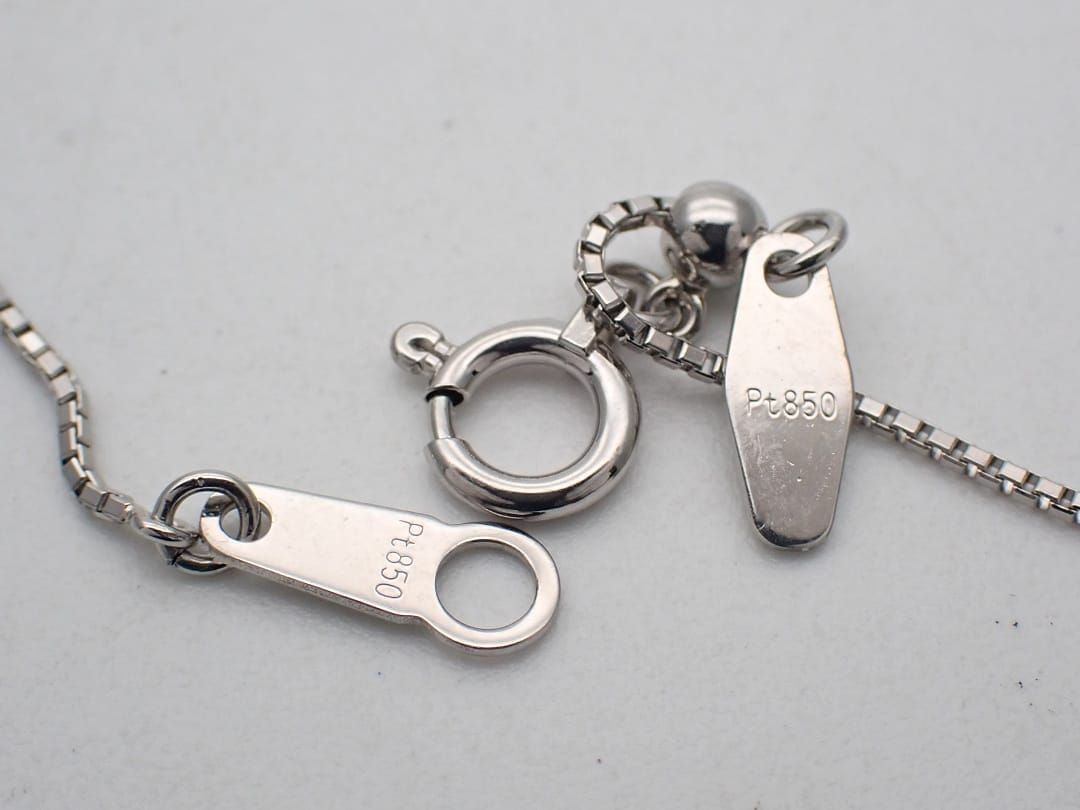 PT850 プラチナ ピンクダイヤ ペンダント ベネチアチェーンネックレス  