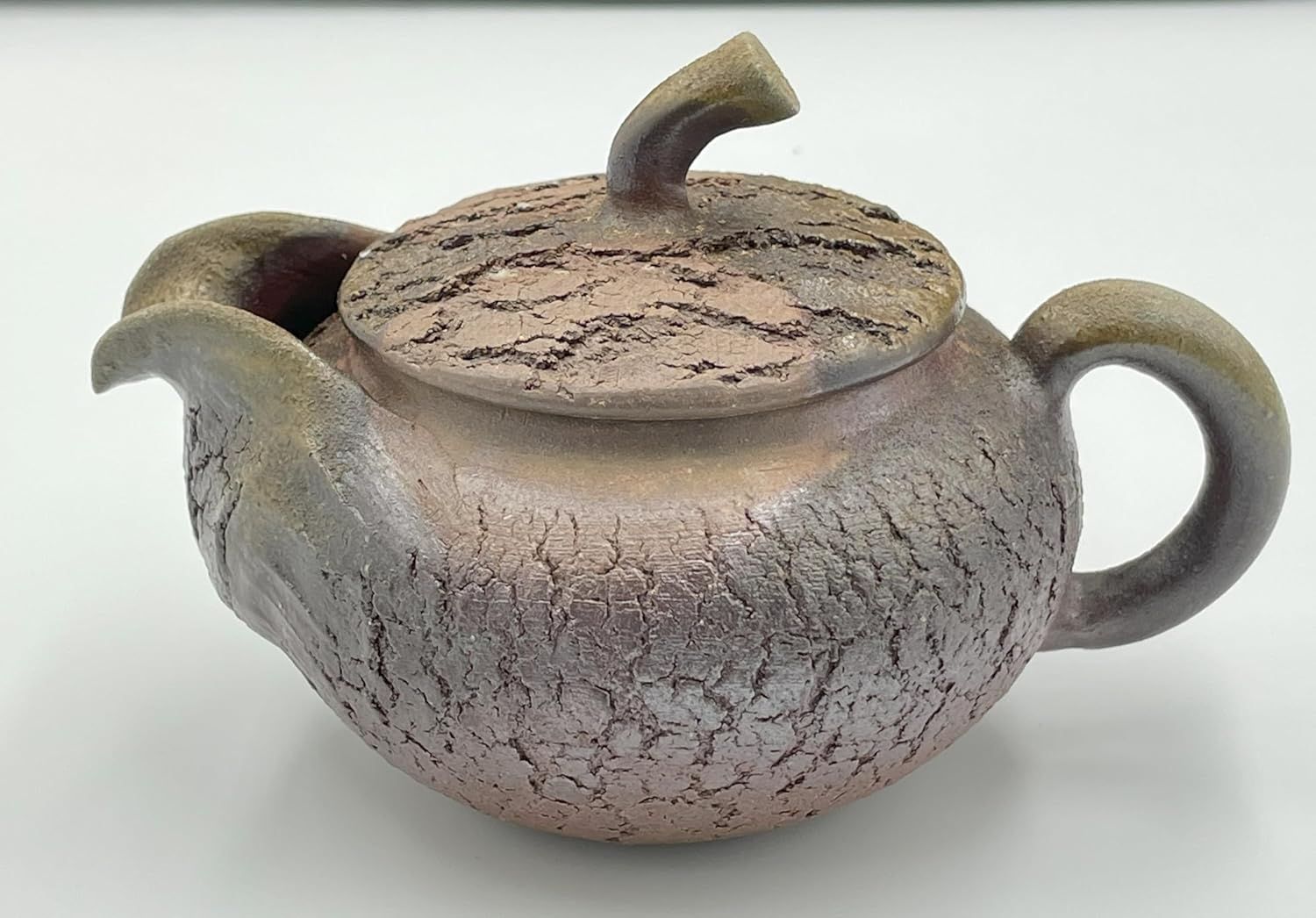備前焼 武田良昭作 メロンつまみ ひび加工宝瓶 8cm×13cm×9cm 宝瓶