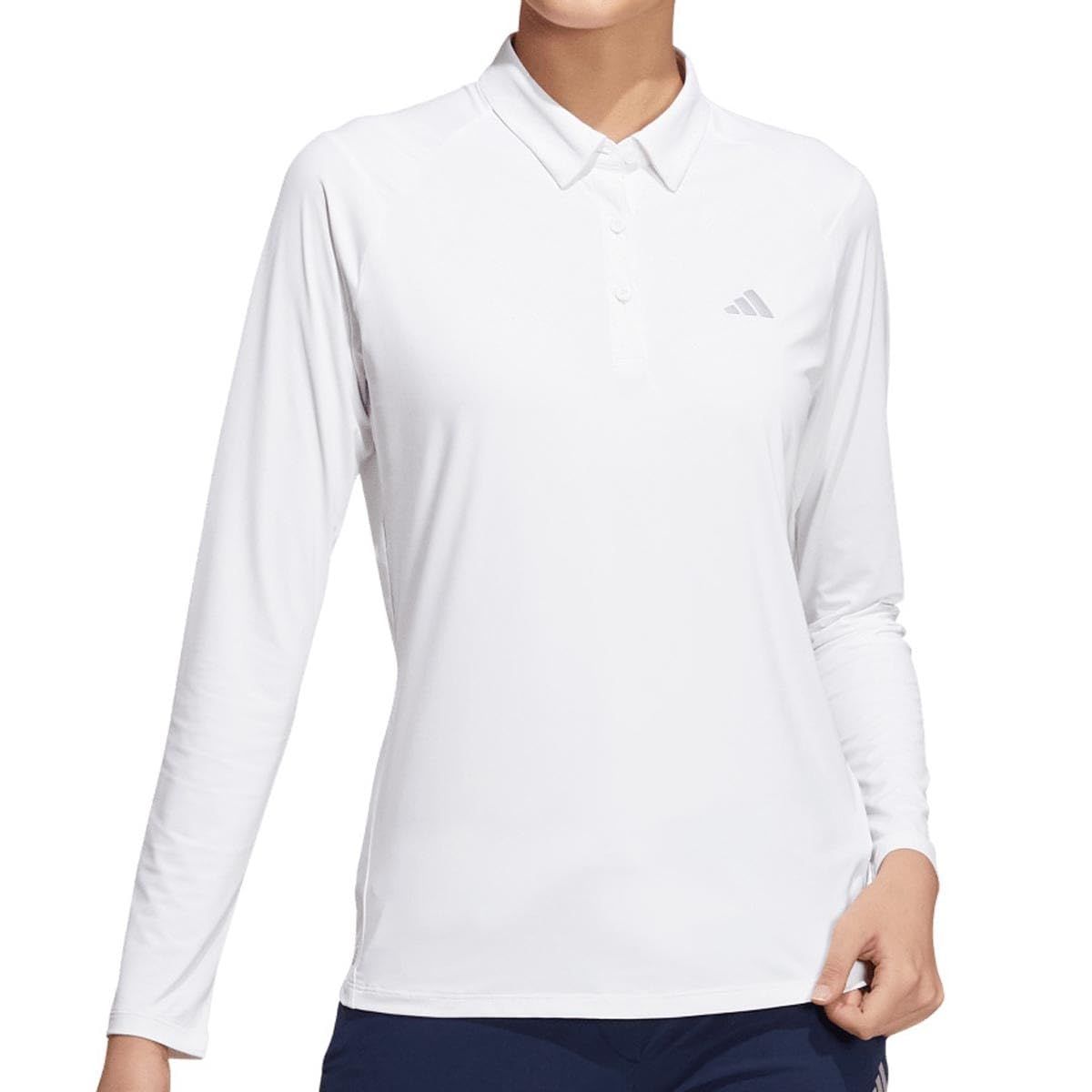 アディダス ストレッチ ライトウェイト長袖ボタンダウンシャツ EAU23 レディース adidas 2025春夏モデル 日本 L ホワイト
