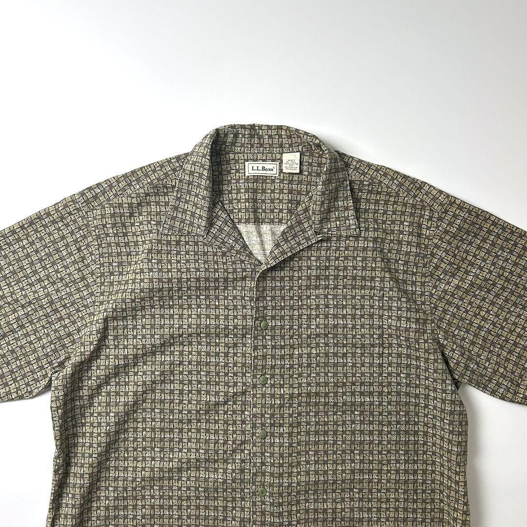 新しく着き XL 総柄オープンカラーシャツ L.L.Bean 90s 半袖 エルエルビーン 男性用