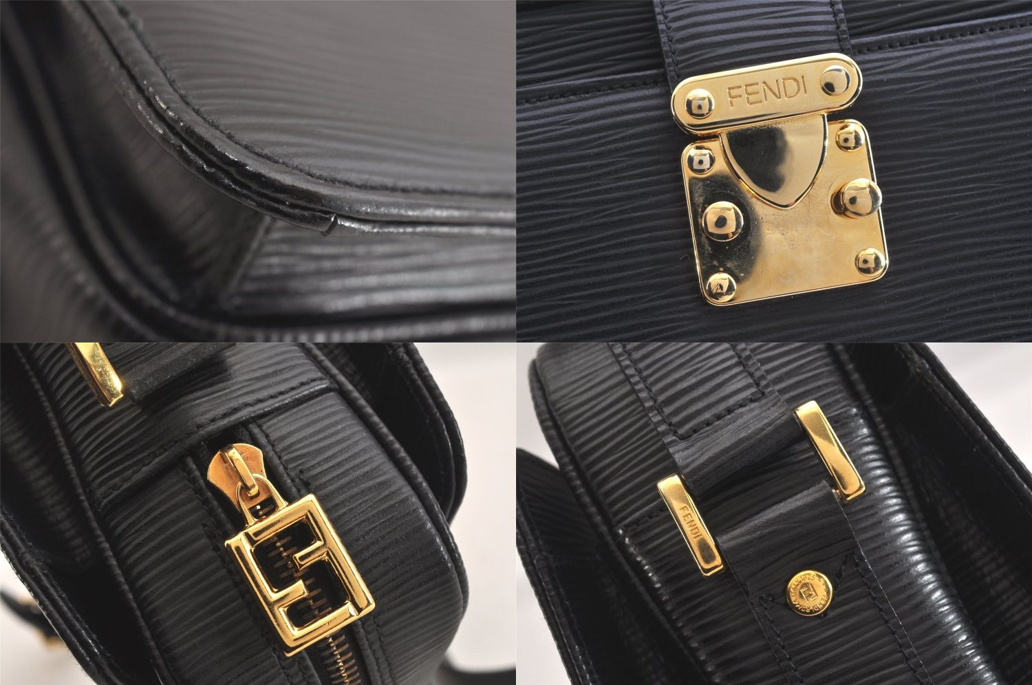 【日本未発売】 FENDI フェンディ ヴィンテージ ショルダークロスボディーバッグ 財布 レザー ブラック 2873N 計画的な