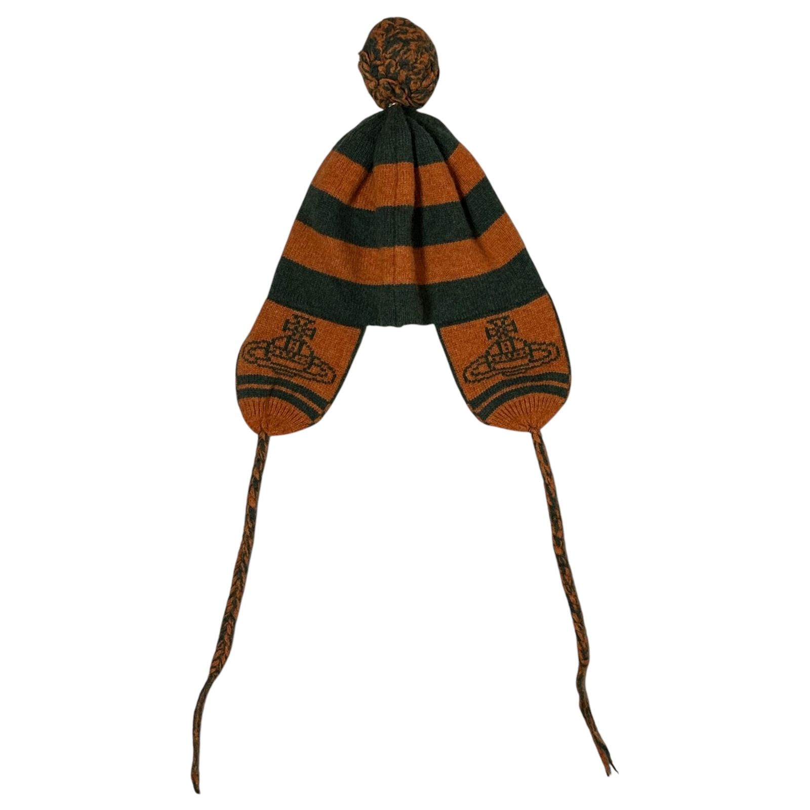 ウールニット帽 耳あて付き オレンジと緑　ヴィヴィアンウエストウッド Vivienne Westwood(ヴィヴィアンウエストウッド) knit hat with ear
