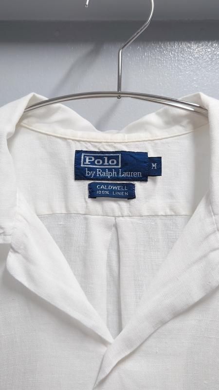 90’s Polo Ralph Lauren CALDWELL” リネン 半袖 オープンカラーシャツ M