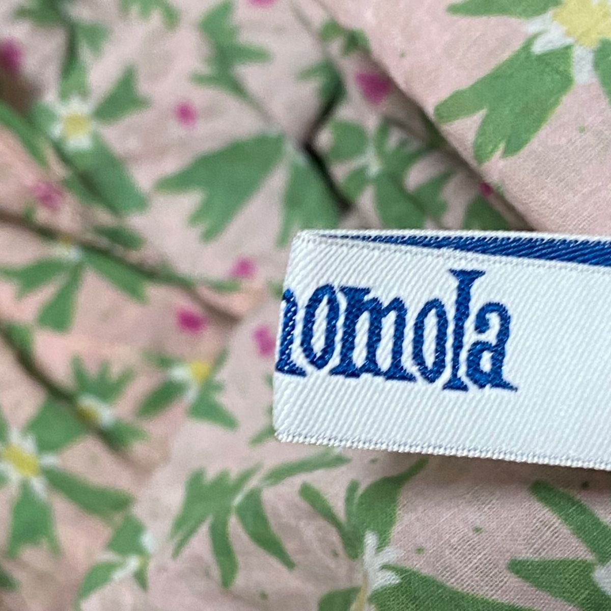 JOCOMOMOLA(ホコモモラ) ワンピース サイズ40 XL レディース - ピンクベージュ×グリーン×白 クルーネック/半袖/ロング/花柄
